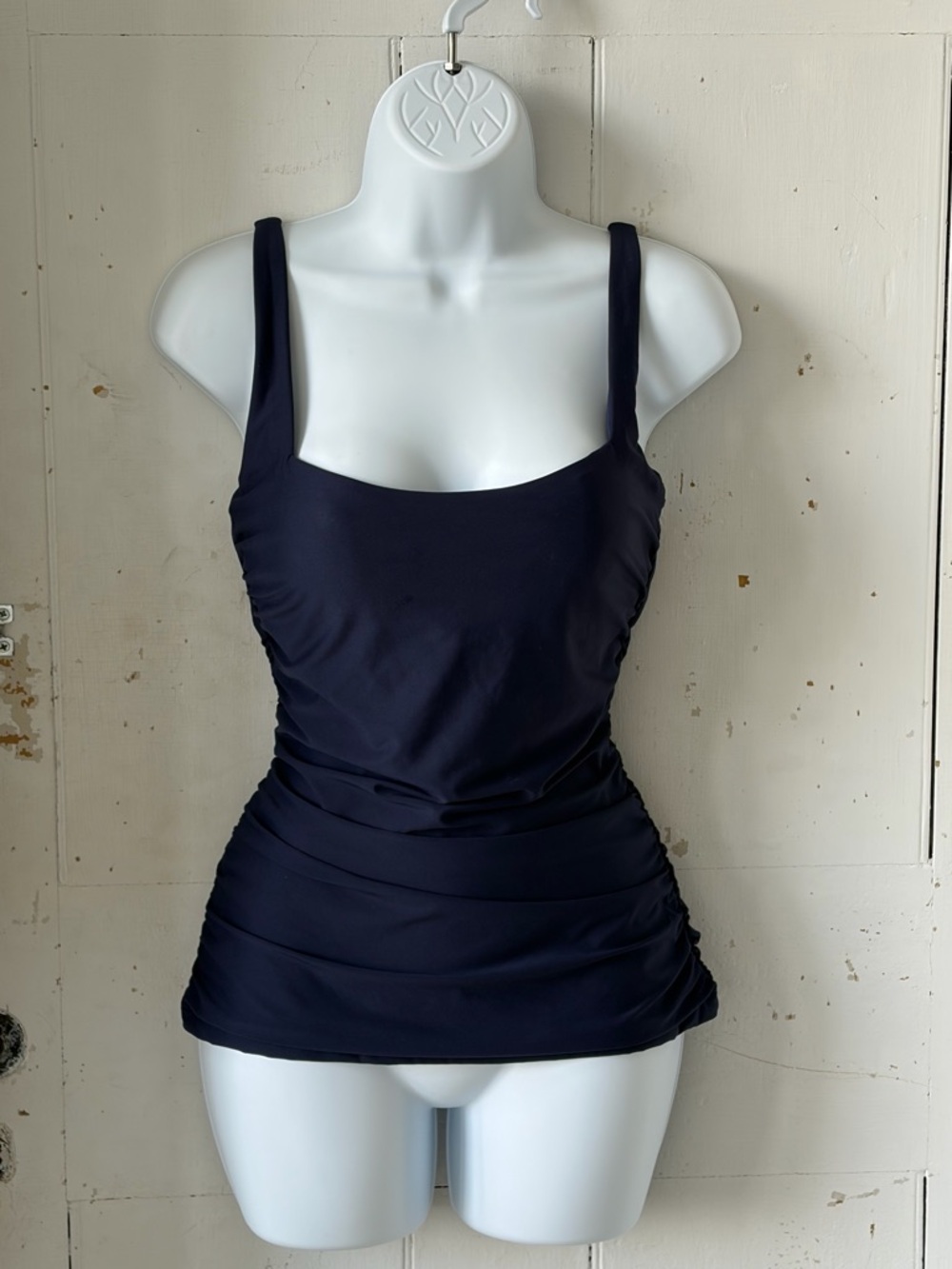 Athleta Rouched Navy Blue Tankini Swim Top